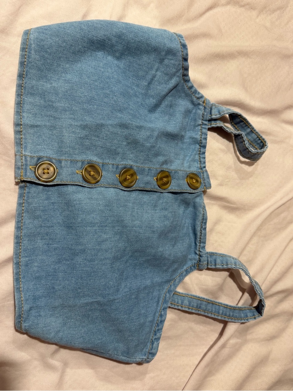 Light Blue Denim Button-Front Crop Top